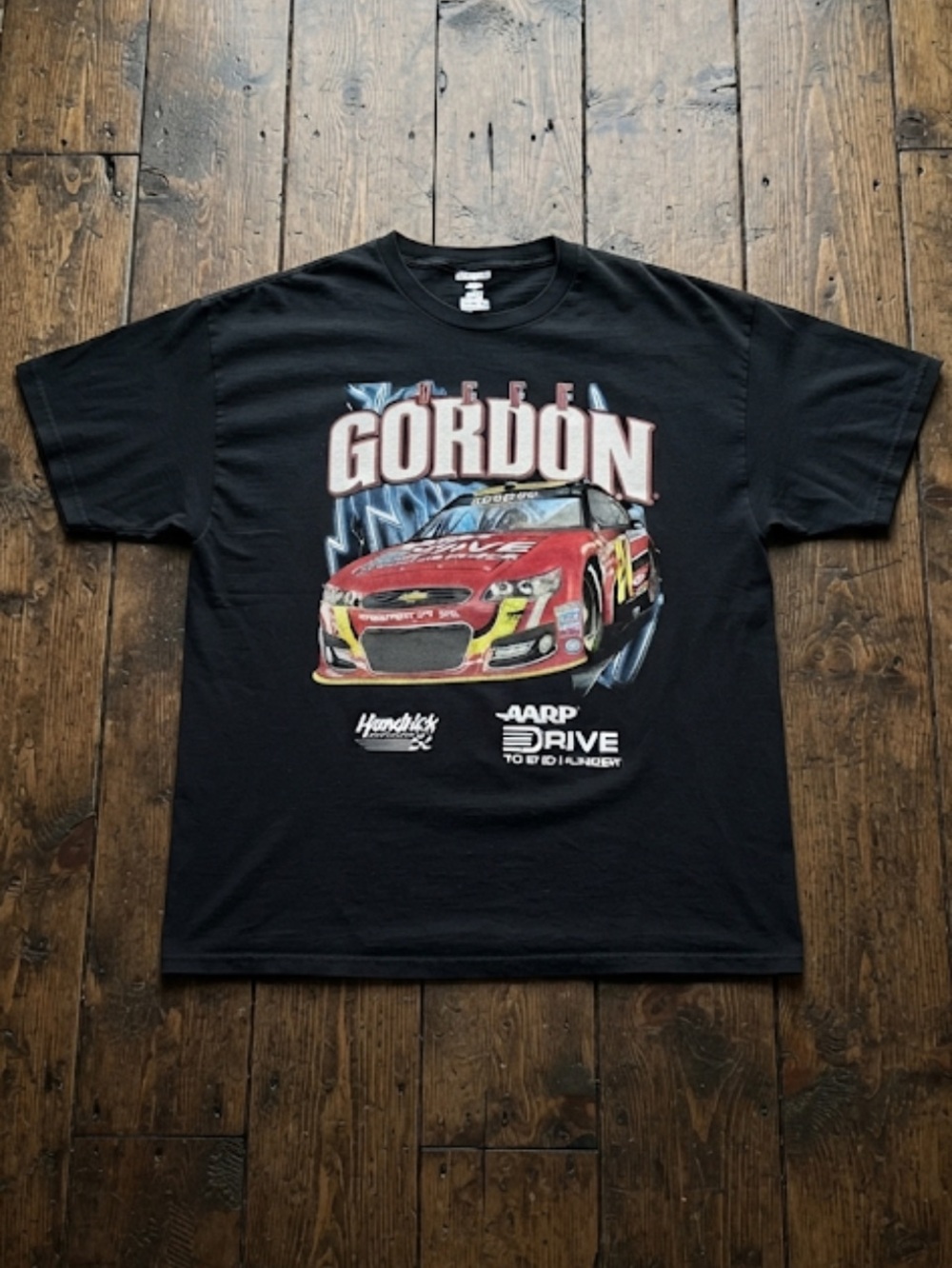 Nascar Jeff Gordon Black Tee with Red Racecar Graphic